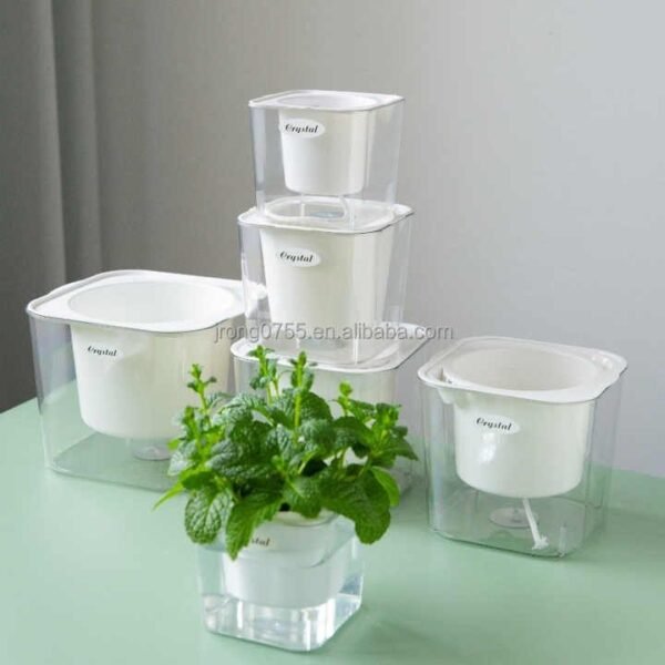 Transparent Self-Watering Resin Planter